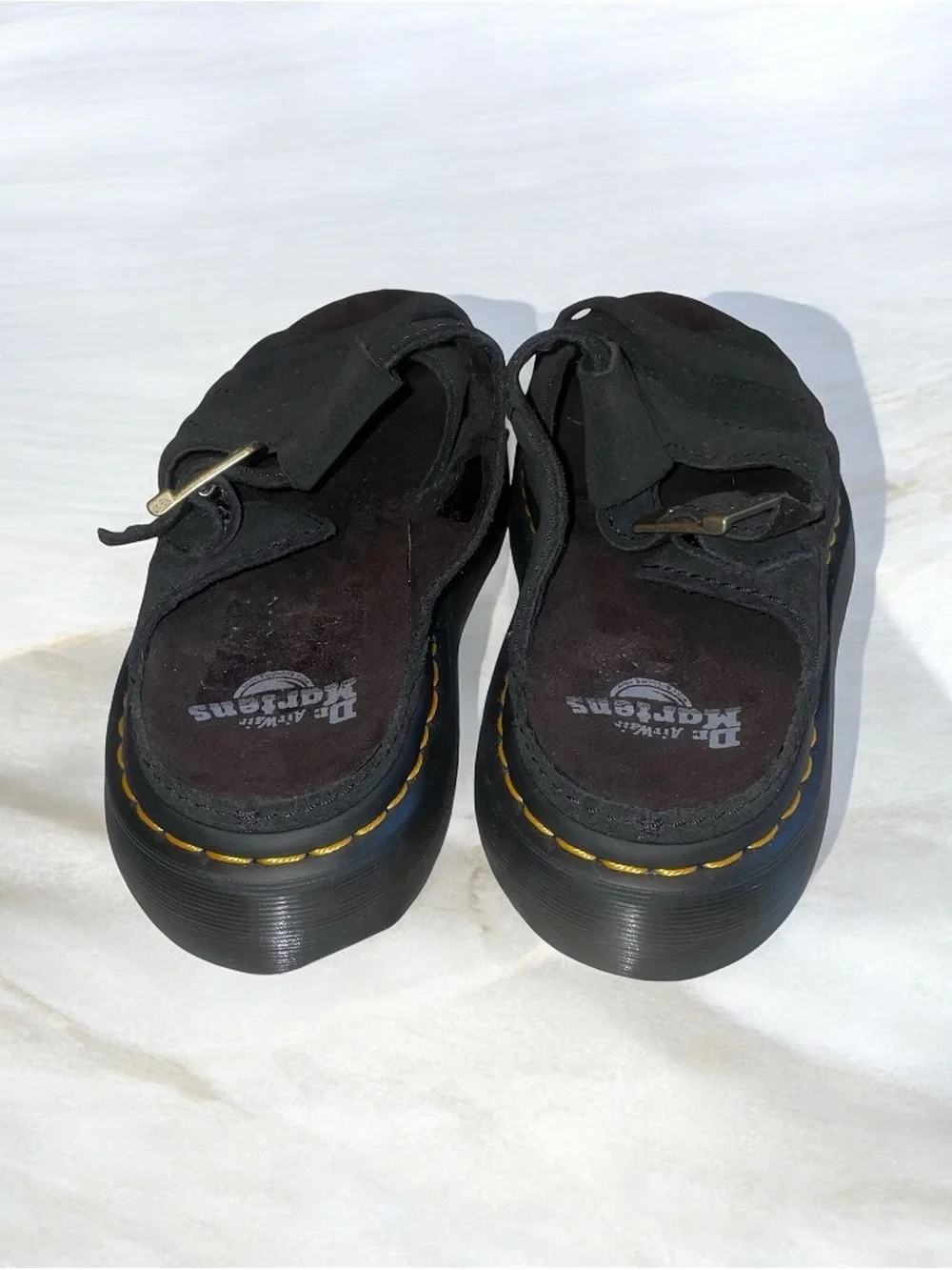 Brand New Dr Martens Maxxy Slide sandals in black suede US M 8 US L 9